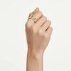 Anillo abierto Dextera de corte redondo, blanco, chapado en tono dorado Anillo abierto Dextera de corte redondo, blanco, chapado en tono dorado