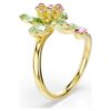 Anillo abierto Idyllia con cortes mixtos, flor, verde, chapado en tono dorado Anillo abierto Idyllia con cortes mixtos, flor, verde, chapado en tono dorado
