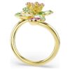 Anillo abierto Idyllia con cortes mixtos, flor, verde, chapado en tono dorado Anillo abierto Idyllia con cortes mixtos, flor, verde, chapado en tono dorado
