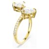 Anillo abierto Mesmera con corte en forma de corazón, pavé, blanco, chapado en oro Anillo abierto Mesmera con corte en forma de corazón, pavé, blanco, chapado en oro