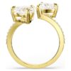Anillo abierto Mesmera con corte en forma de corazón, pavé, blanco, chapado en oro Anillo abierto Mesmera con corte en forma de corazón, pavé, blanco, chapado en oro