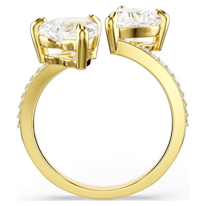 Anillo abierto Mesmera con corte en forma de corazón, pavé, blanco, chapado en oro Anillo abierto Mesmera con corte en forma de corazón, pavé, blanco, chapado en oro