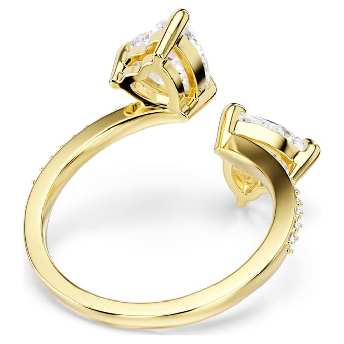 Anillo abierto Mesmera con corte en forma de corazón, pavé, blanco, chapado en oro Anillo abierto Mesmera con corte en forma de corazón, pavé, blanco, chapado en oro