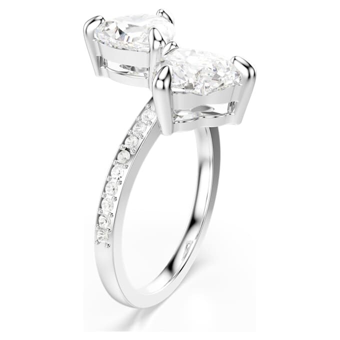 Anillo abierto Mesmera con corte en forma de corazón, pavé, blanco, chapado en rodio Anillo abierto Mesmera con corte en forma de corazón, pavé, blanco, chapado en rodio