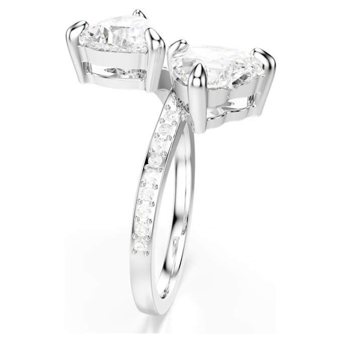 Anillo abierto Mesmera con corte en forma de corazón, pavé, blanco, chapado en rodio Anillo abierto Mesmera con corte en forma de corazón, pavé, blanco, chapado en rodio