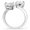 Anillo abierto Mesmera con corte en forma de corazón, pavé, blanco, chapado en rodio Anillo abierto Mesmera con corte en forma de corazón, pavé, blanco, chapado en rodio