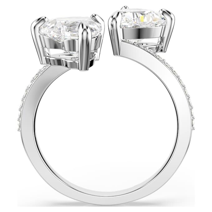 Anillo abierto Mesmera con corte en forma de corazón, pavé, blanco, chapado en rodio Anillo abierto Mesmera con corte en forma de corazón, pavé, blanco, chapado en rodio