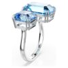 Anillo abierto Millenia con corte octogonal, azul, chapado en rodio Anillo abierto Millenia con corte octogonal, azul, chapado en rodio