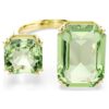 Anillo abierto Millenia con corte octogonal, verde, chapado en tono dorado