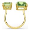 Anillo abierto Millenia con corte octogonal, verde, chapado en tono dorado