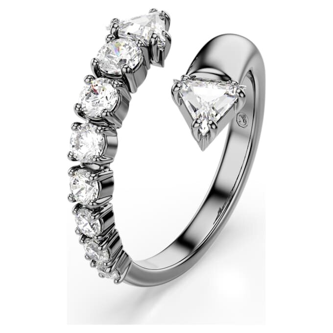 Anillo abierto Sublima con cortes variados, blanco, chapado en rutenio Anillo abierto Sublima con cortes variados, blanco, chapado en rutenio