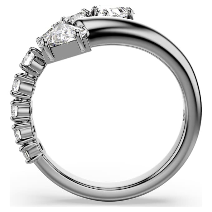 Anillo abierto Sublima con cortes variados, blanco, chapado en rutenio Anillo abierto Sublima con cortes variados, blanco, chapado en rutenio