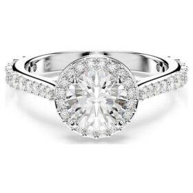 Anillo Angelic, corte redondo, blanco, acabado en tono plateado Anillo Angelic, corte redondo, blanco, acabado en tono plateado