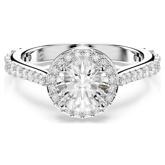 Anillo Angelic, corte redondo, blanco, acabado en tono plateado Anillo Angelic, corte redondo, blanco, acabado en tono plateado