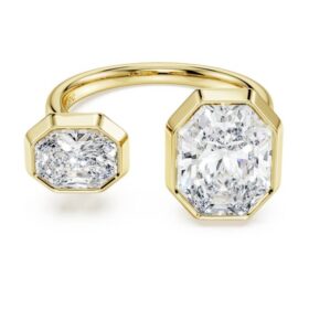 Anillo con bisel octogonal, diamantes cultivados en laboratorio, 4,10 ct en total, forma octogonal, oro amarillo de 18 quilates Anillo con bisel octogonal, diamantes cultivados en laboratorio, 4,10 ct en total, forma octogonal, oro amarillo de 18 quilates