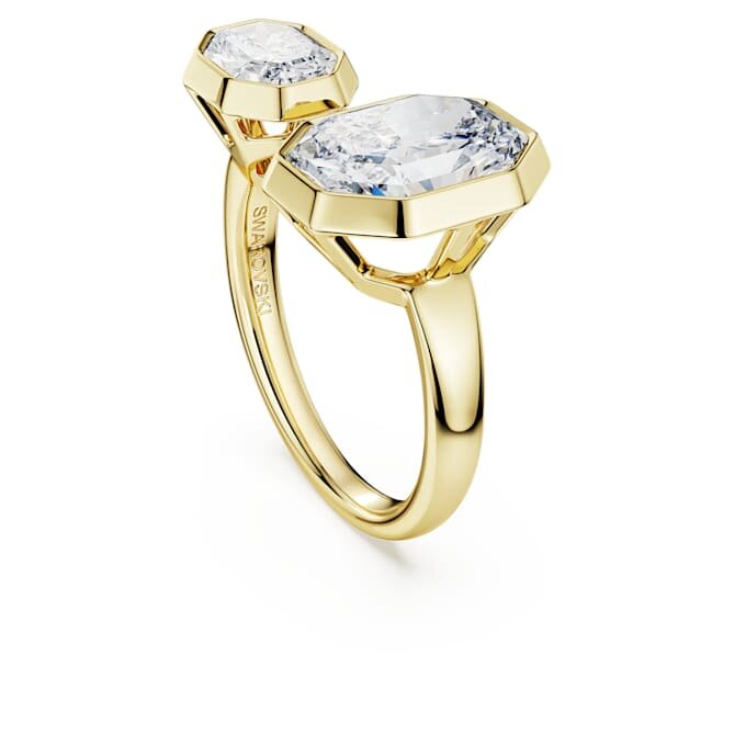Anillo con bisel octogonal, diamantes cultivados en laboratorio, 4,10 ct en total, forma octogonal, oro amarillo de 18 quilates Anillo con bisel octogonal, diamantes cultivados en laboratorio, 4,10 ct en total, forma octogonal, oro amarillo de 18 quilates