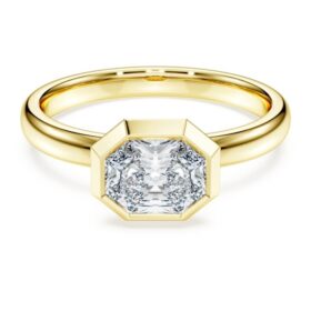 Anillo con engaste octogonal, diamantes cultivados en laboratorio, 1,0 ct en total, forma octogonal, oro amarillo de 14K Anillo con engaste octogonal, diamantes cultivados en laboratorio, 1,0 ct en total, forma octogonal, oro amarillo de 14K