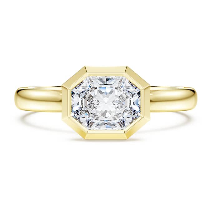 Anillo con engaste octogonal, diamantes cultivados en laboratorio, 1,0 ct en total, forma octogonal, oro amarillo de 14K Anillo con engaste octogonal, diamantes cultivados en laboratorio, 1,0 ct en total, forma octogonal, oro amarillo de 14K