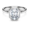 Anillo con engaste octogonal, diamantes cultivados en laboratorio, 2,0 quilates en total, forma octogonal, oro blanco de 14 quilates Anillo con engaste octogonal, diamantes cultivados en laboratorio, 2,0 quilates en total, forma octogonal, oro blanco de 14 quilates