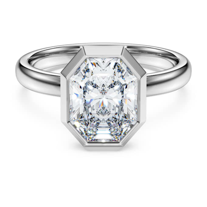 Anillo con engaste octogonal, diamantes cultivados en laboratorio, 2,0 quilates en total, forma octogonal, oro blanco de 14 quilates Anillo con engaste octogonal, diamantes cultivados en laboratorio, 2,0 quilates en total, forma octogonal, oro blanco de 14 quilates