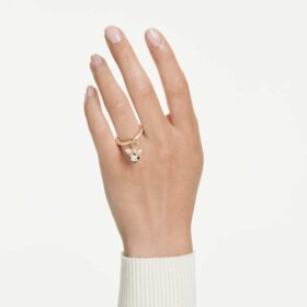 Anillo con motivo Idyllia, cortes mixtos, abeja, multicolor, chapado en tono dorado Anillo con motivo Idyllia, cortes mixtos, abeja, multicolor, chapado en tono dorado