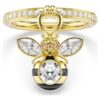 Anillo con motivo Idyllia, cortes mixtos, abeja, multicolor, chapado en tono dorado Anillo con motivo Idyllia, cortes mixtos, abeja, multicolor, chapado en tono dorado