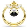 Anillo con motivo Idyllia, cortes mixtos, abeja, multicolor, chapado en tono dorado Anillo con motivo Idyllia, cortes mixtos, abeja, multicolor, chapado en tono dorado