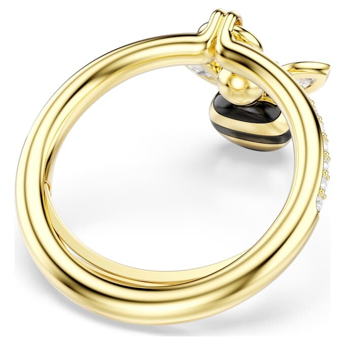 Anillo con motivo Idyllia, cortes mixtos, abeja, multicolor, chapado en tono dorado Anillo con motivo Idyllia, cortes mixtos, abeja, multicolor, chapado en tono dorado