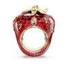 Anillo con motivo Idyllia, cortes mixtos, fresa, rojo, chapado en tono dorado Anillo con motivo Idyllia, cortes mixtos, fresa, rojo, chapado en tono dorado