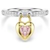 Anillo con motivo Idyllia, cortes variados, corazón, rosa, acabado en metales mixtos Anillo con motivo Idyllia, cortes variados, corazón, rosa, acabado en metales mixtos
