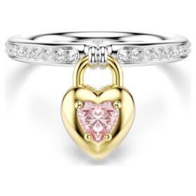 Anillo con motivo Idyllia, cortes variados, corazón, rosa, acabado en metales mixtos Anillo con motivo Idyllia, cortes variados, corazón, rosa, acabado en metales mixtos