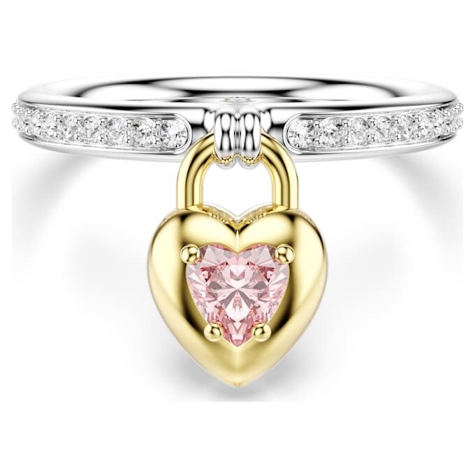 Anillo con motivo Idyllia, cortes variados, corazón, rosa, acabado en metales mixtos Anillo con motivo Idyllia, cortes variados, corazón, rosa, acabado en metales mixtos