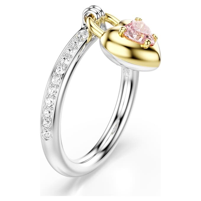 Anillo con motivo Idyllia, cortes variados, corazón, rosa, acabado en metales mixtos Anillo con motivo Idyllia, cortes variados, corazón, rosa, acabado en metales mixtos