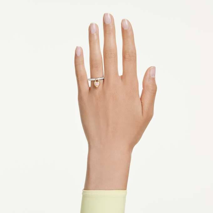 Anillo con motivo Idyllia, cortes variados, corazón, rosa, acabado en metales mixtos Anillo con motivo Idyllia, cortes variados, corazón, rosa, acabado en metales mixtos
