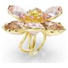 Anillo con motivo Idyllia, cortes variados, flor, multicolor, chapado en oro Anillo con motivo Idyllia, cortes variados, flor, multicolor, chapado en oro