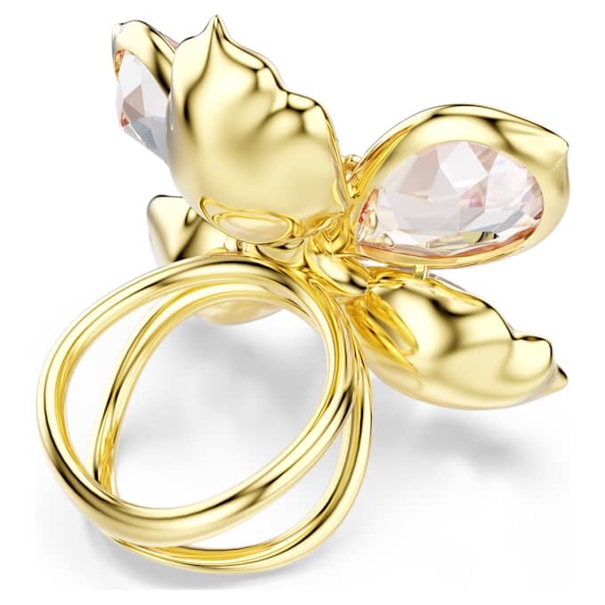 Anillo con motivo Idyllia, cortes variados, flor, multicolor, chapado en oro Anillo con motivo Idyllia, cortes variados, flor, multicolor, chapado en oro