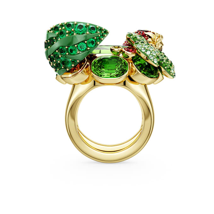 Anillo con motivo Idyllia multicolor, chapado en tono dorado Anillo con motivo Idyllia multicolor, chapado en tono dorado