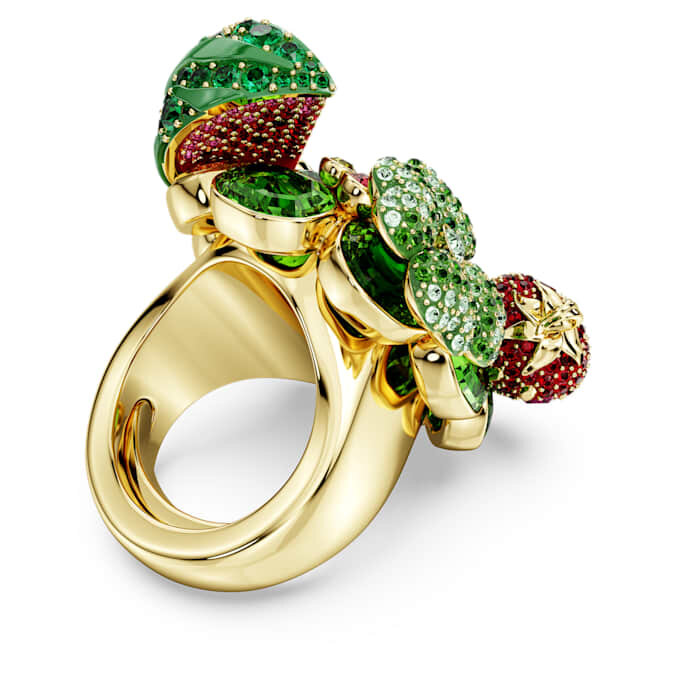 Anillo con motivo Idyllia multicolor, chapado en tono dorado Anillo con motivo Idyllia multicolor, chapado en tono dorado