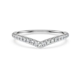 Anillo de banda en V «Eternity» con diamantes cultivados en laboratorio, 0,25 quilates en total, forma redonda, oro blanco de 14 quilates