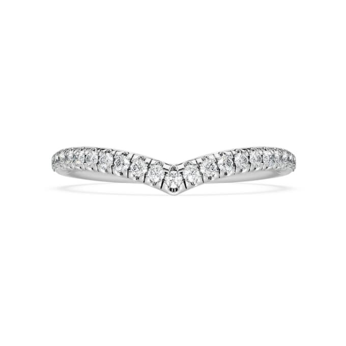 Anillo de banda en V «Eternity» con diamantes cultivados en laboratorio, 0,25 quilates en total, forma redonda, oro blanco de 14 quilates Anillo de banda en V «Eternity» con diamantes cultivados en laboratorio, 0,25 quilates en total, forma redonda, oro blanco de 14 quilates