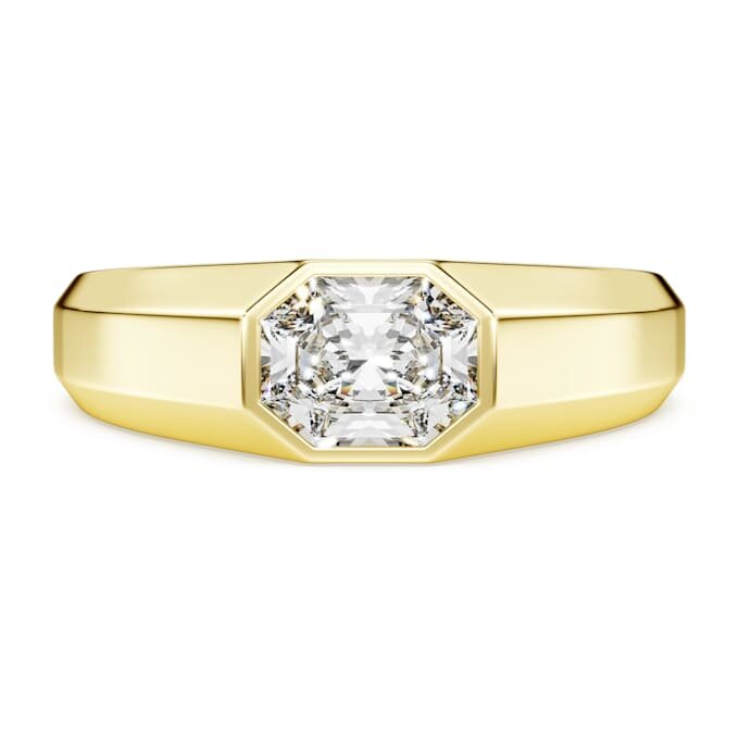 Anillo de banda octogonal con diamantes cultivados en laboratorio, 1,0 ct en total, forma octogonal, oro amarillo de 14K Anillo de banda octogonal con diamantes cultivados en laboratorio, 1,0 ct en total, forma octogonal, oro amarillo de 14K