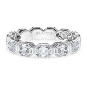 Anillo de banda octogonal con diamantes cultivados en laboratorio, 2,4 quilates en total, forma octogonal, oro blanco de 14 quilates Anillo de banda octogonal con diamantes cultivados en laboratorio, 2,4 quilates en total, forma octogonal, oro blanco de 14 quilates