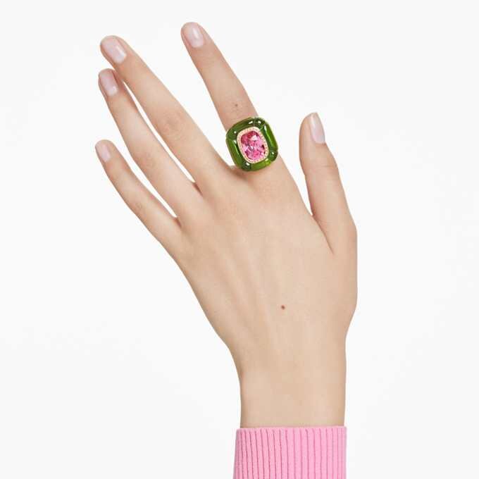 Anillo de cóctel Dulcis con corte cojín, pavé, multicolor Anillo de cóctel Dulcis con corte cojín, pavé, multicolor