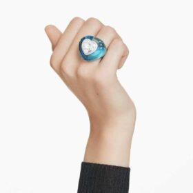 Anillo de cóctel Dulcis con corte en forma de corazón, pavé, corazón, azul