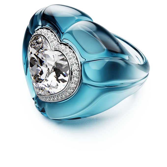 Anillo de cóctel Dulcis con corte en forma de corazón, pavé, corazón, azul Anillo de cóctel Dulcis con corte en forma de corazón, pavé, corazón, azul