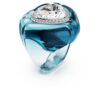 Anillo de cóctel Dulcis con corte en forma de corazón, pavé, corazón, azul Anillo de cóctel Dulcis con corte en forma de corazón, pavé, corazón, azul