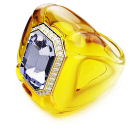 Anillo de cóctel Dulcis, talla cojín, pavé, amarillo