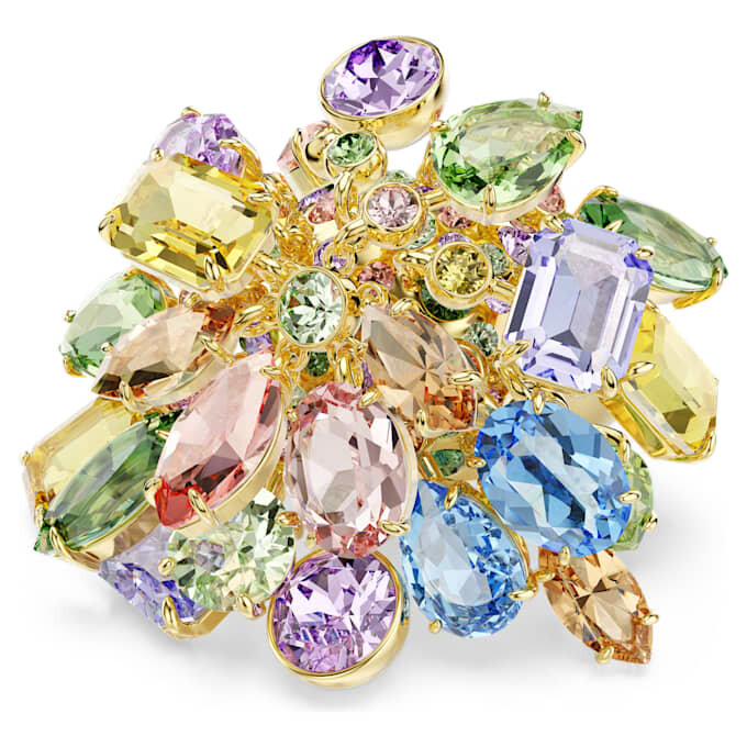 Anillo de cóctel Gema con cortes variados, multicolor, chapado en tono dorado Anillo de cóctel Gema con cortes variados, multicolor, chapado en tono dorado