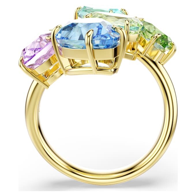 Anillo de cóctel Gema con cortes variados, multicolor, chapado en tono dorado Anillo de cóctel Gema con cortes variados, multicolor, chapado en tono dorado
