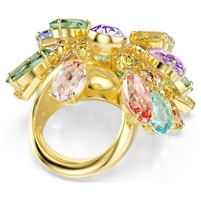 Anillo de cóctel Gema con cortes variados, multicolor, chapado en tono dorado Anillo de cóctel Gema con cortes variados, multicolor, chapado en tono dorado